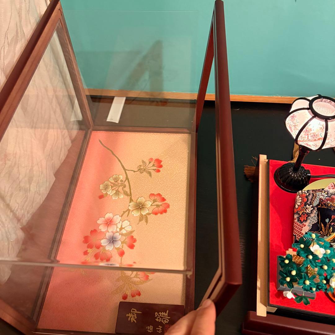 福仙 雛人形セット ケース入り ライト 桜の装飾付き