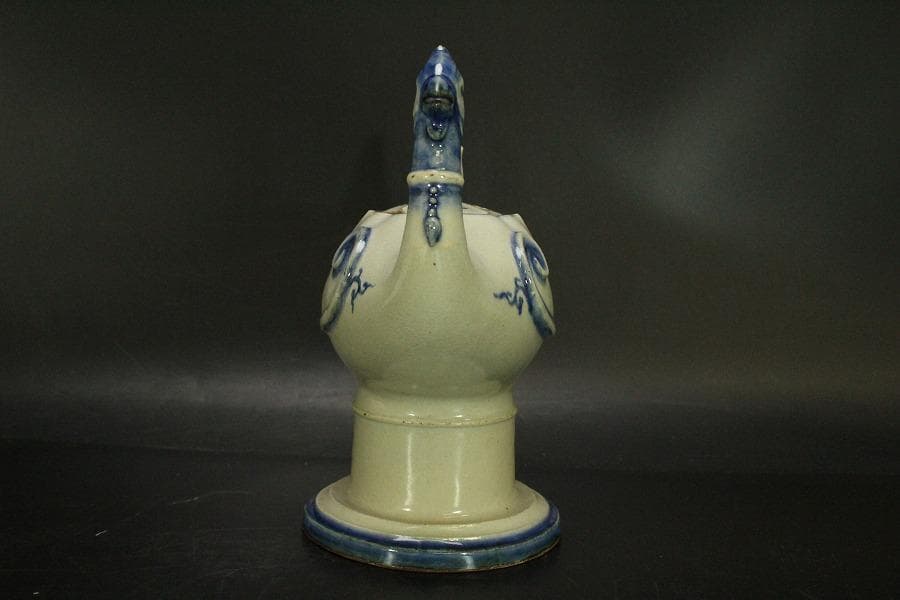 古清水 粟田焼 仁清写 鳳凰 香炉 25cmx11cm(LC639)