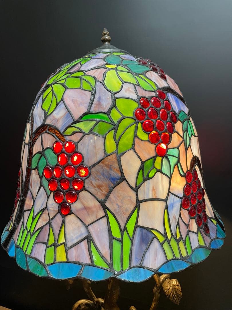 ヴィンテージ　ステンドグラステーブルスタンド　テーブルランプ　葡萄(大)88cm