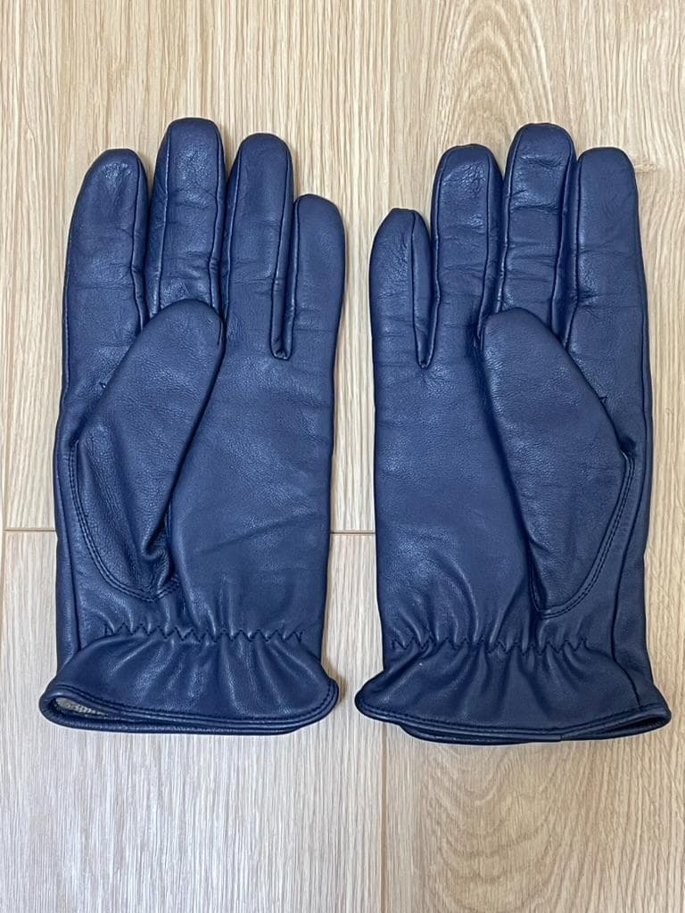 【美品】ブラックレーベルクレストブリッジ 羊革 手袋 カシミヤ混ネイビー25cm