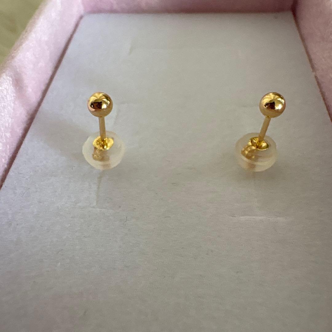 ゴールドボールピアス(両耳用) K18