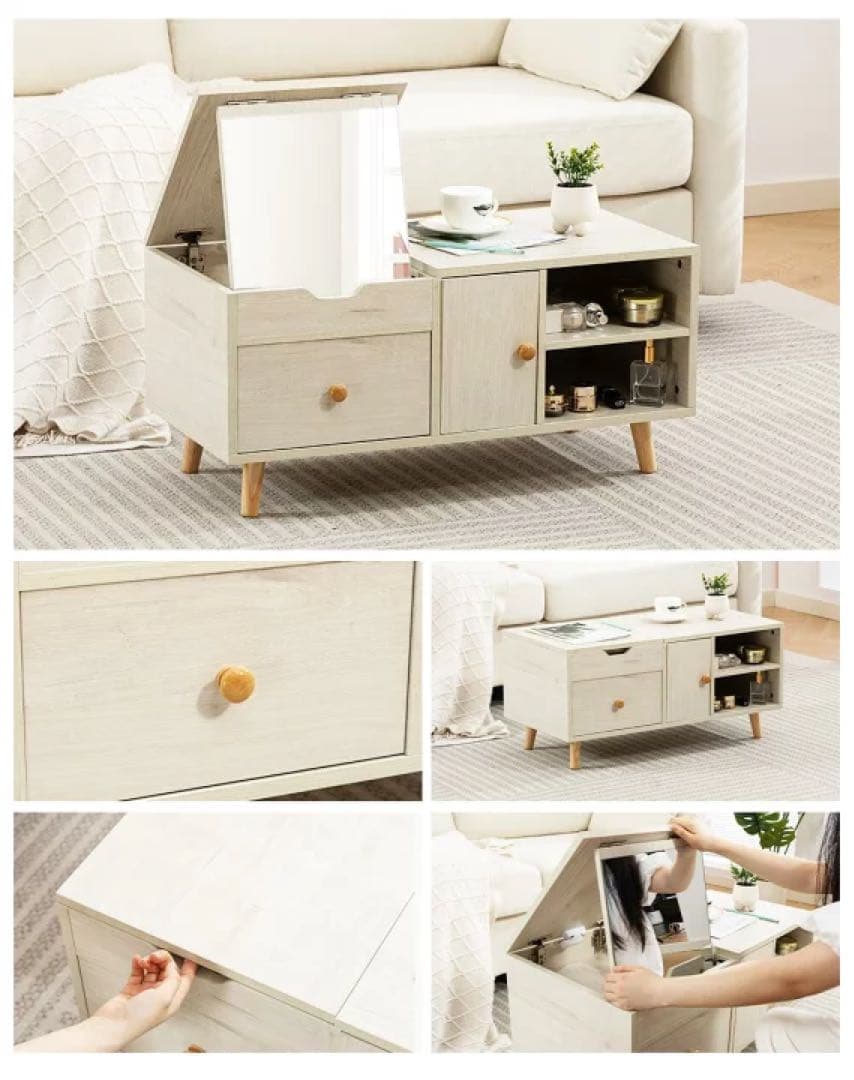 ドレッサー コンパクト ドレッサーテーブル ローテーブル 引き出し付き 化粧台