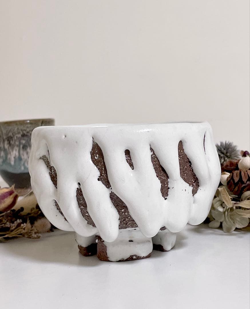 萩焼　山根清玩　鬼萩　割高台　新品　光彩庵　抹茶碗　陶器　作家