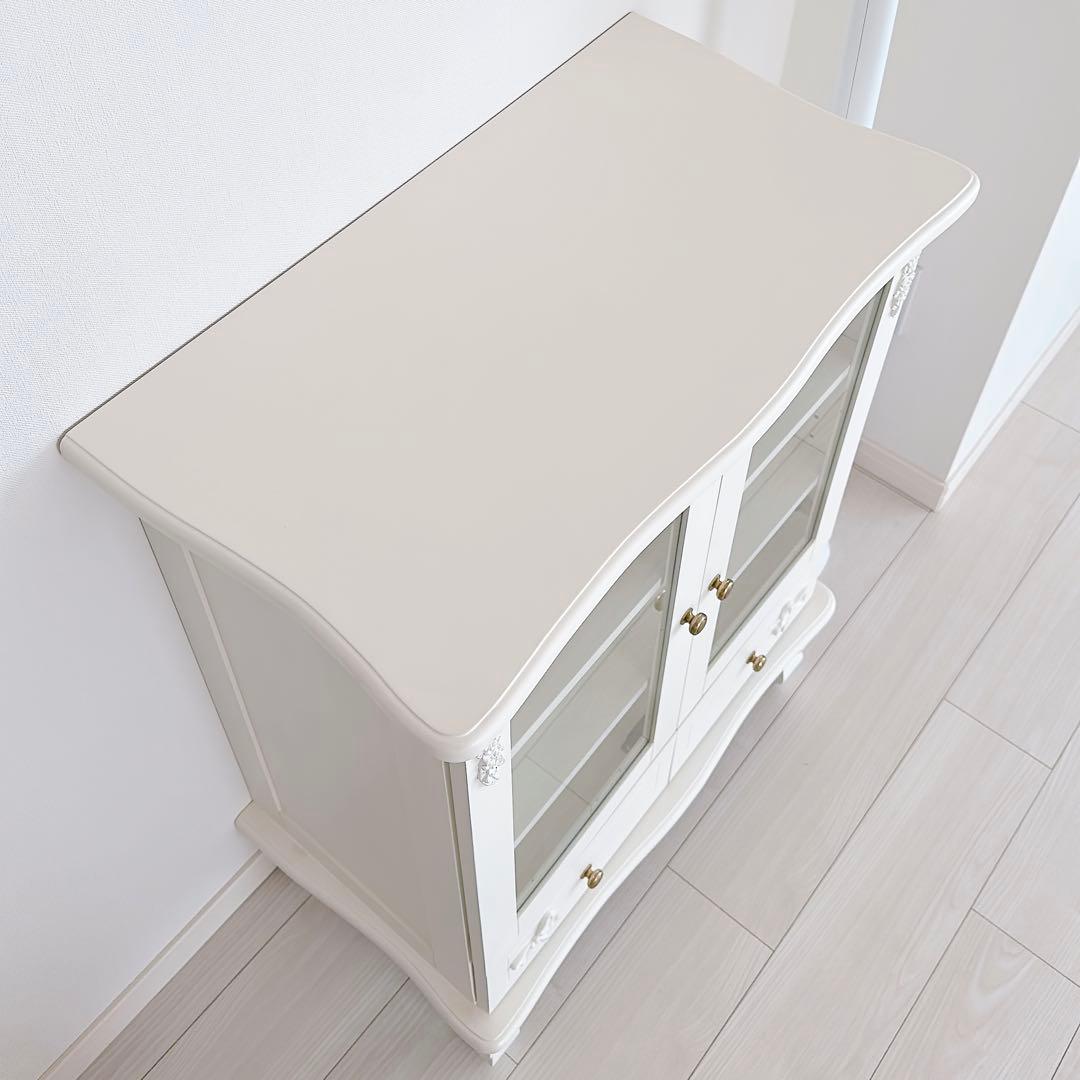 【本日まで〆】ココリボン ガラスキャビネット ホワイト