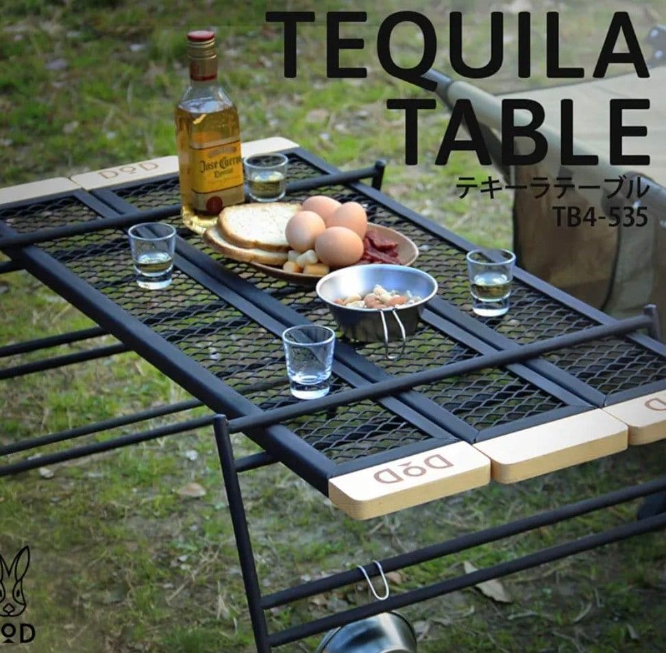 DOD テキーララック 3段セット メッシュ天板付 ブラック×ウッド＋専用バッグ