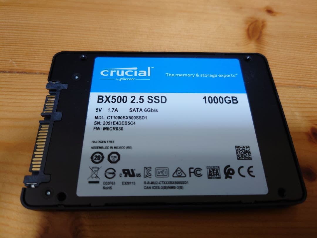 Crucial BX500 2.5 SSD 1000GB 2543時間