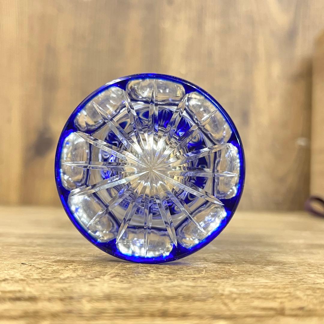 アンティーク 菱宝切子 薩摩切子 グラス カメイガラス 共箱付き