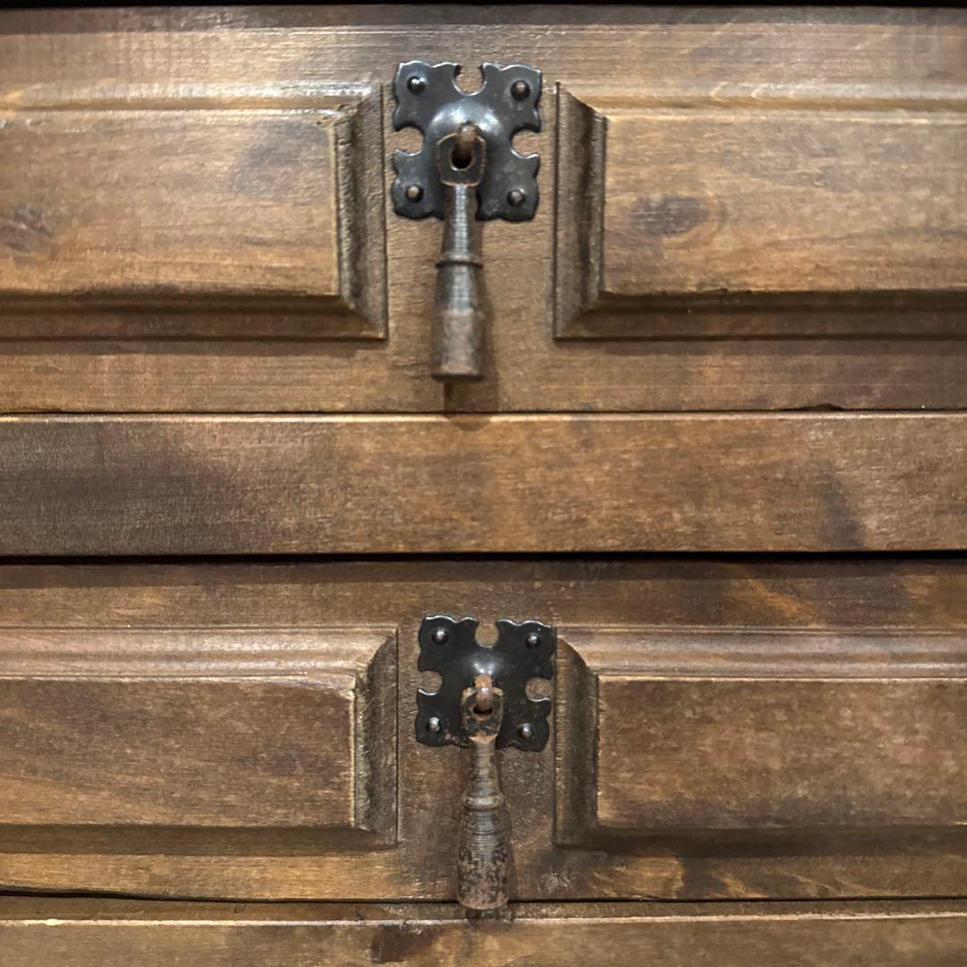 ヴィンテージ　木製サイドテーブル　2段引き出し付き