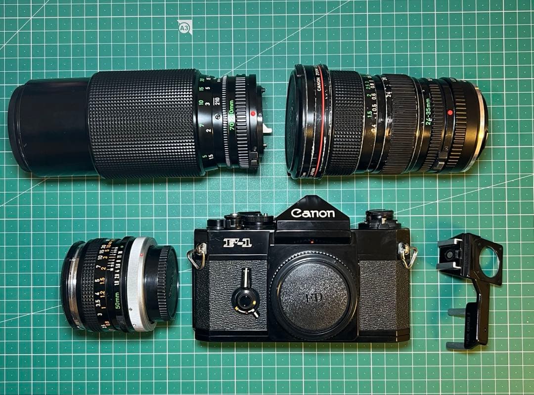 Canon F1 後期 ボディ FD レンズ3本セット フラッシュカプラー付き