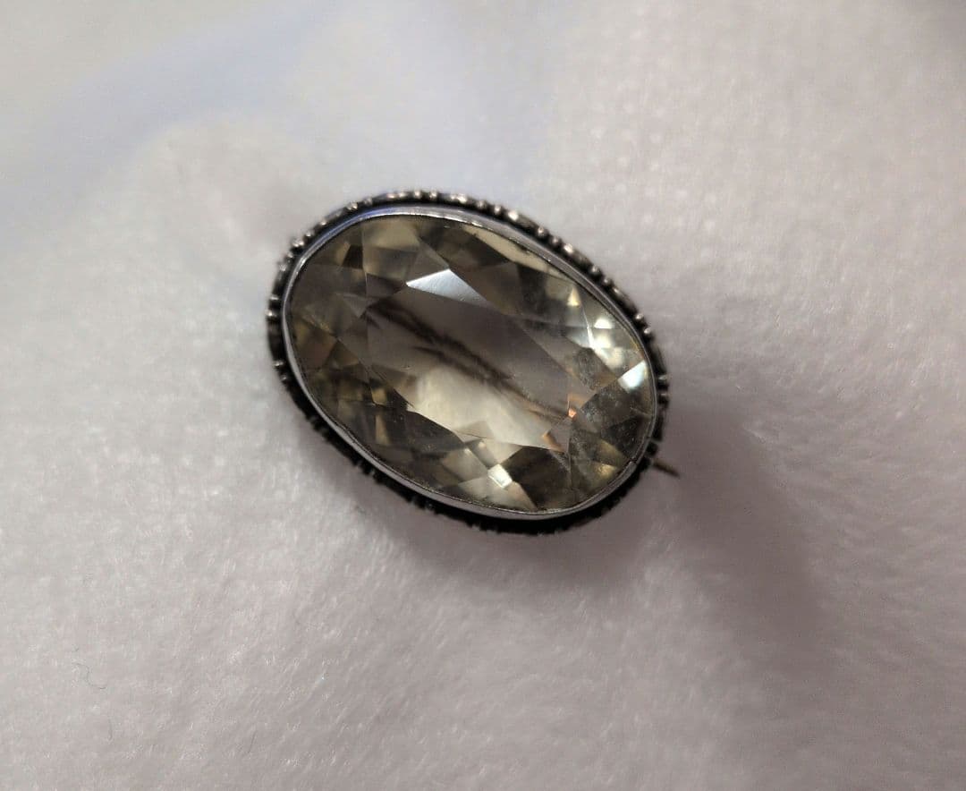 アンティーク　ヴィンテージ　シトリン　？　オーバル　一粒　ブローチ