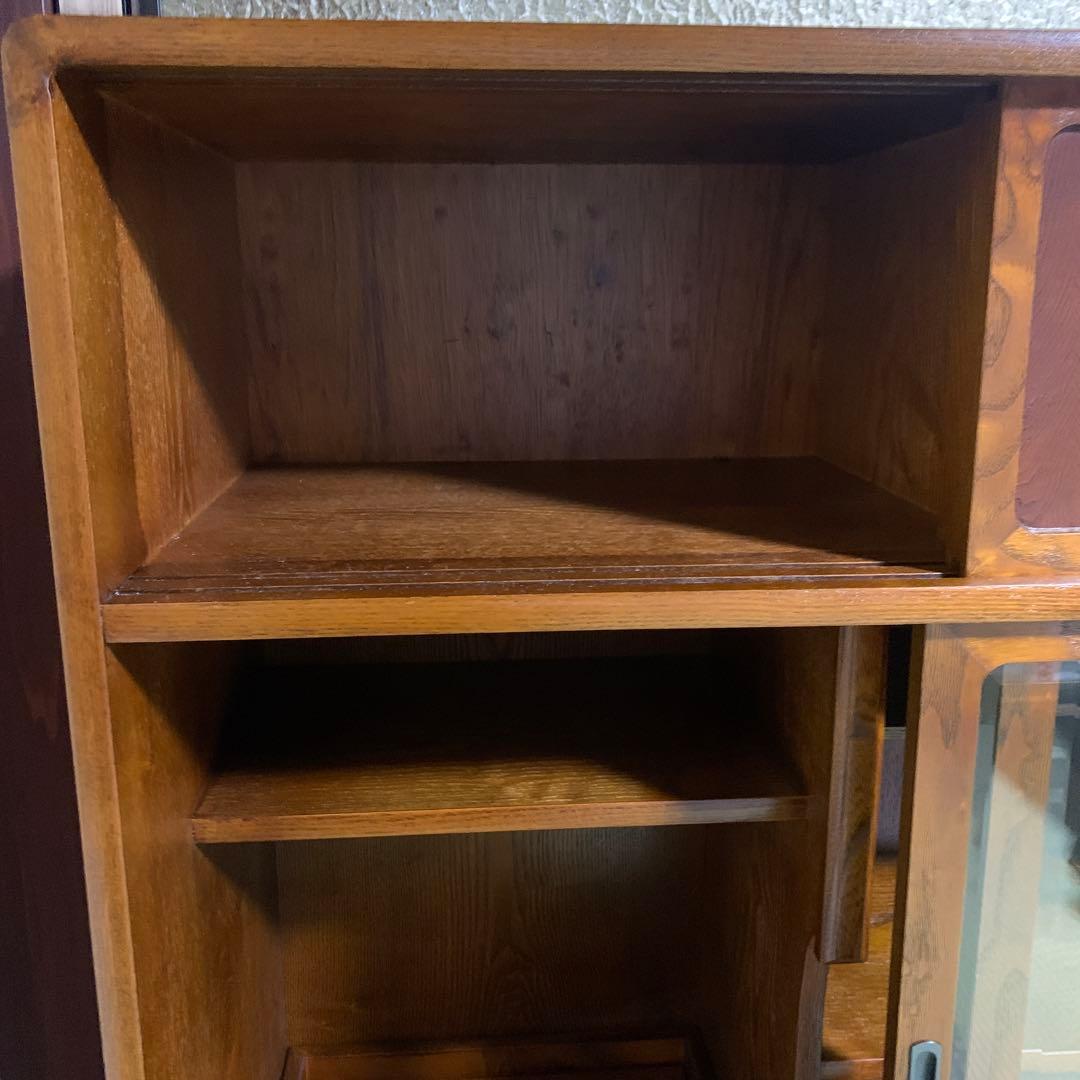 茶箪笥　和風収納棚 ガラス扉付き　アンティーク風　高さ約120㎝