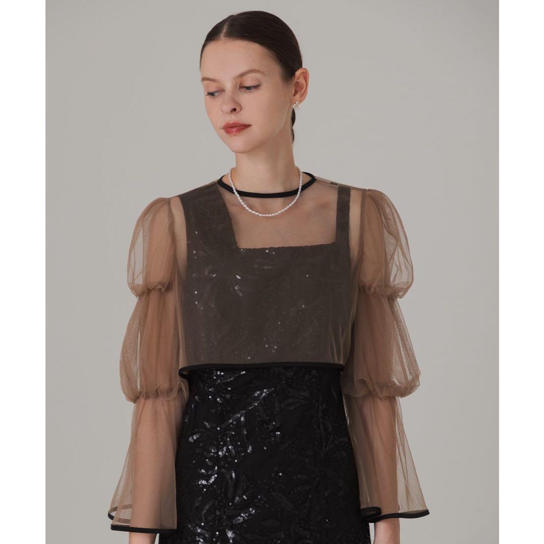 【LEJA】フレアスリーブボレロ花柄刺繍マーメイドドレスワンピース