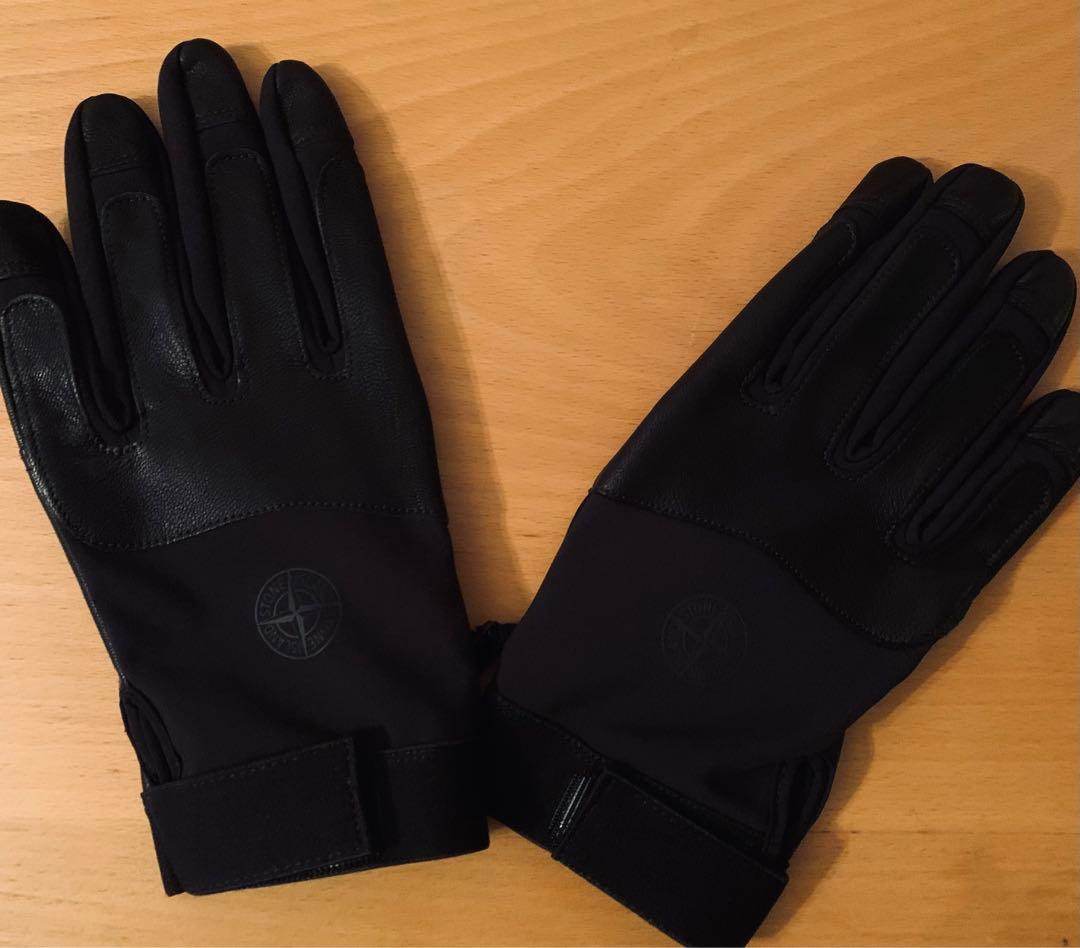 新品STONE  ブラック手袋 レザーグローブストーンアイランド