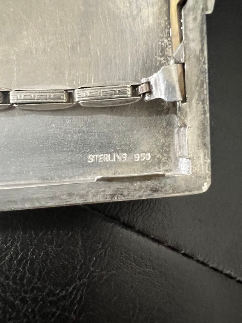 手彫り シルバー 950 純銀製 シガレットケー アンティーク