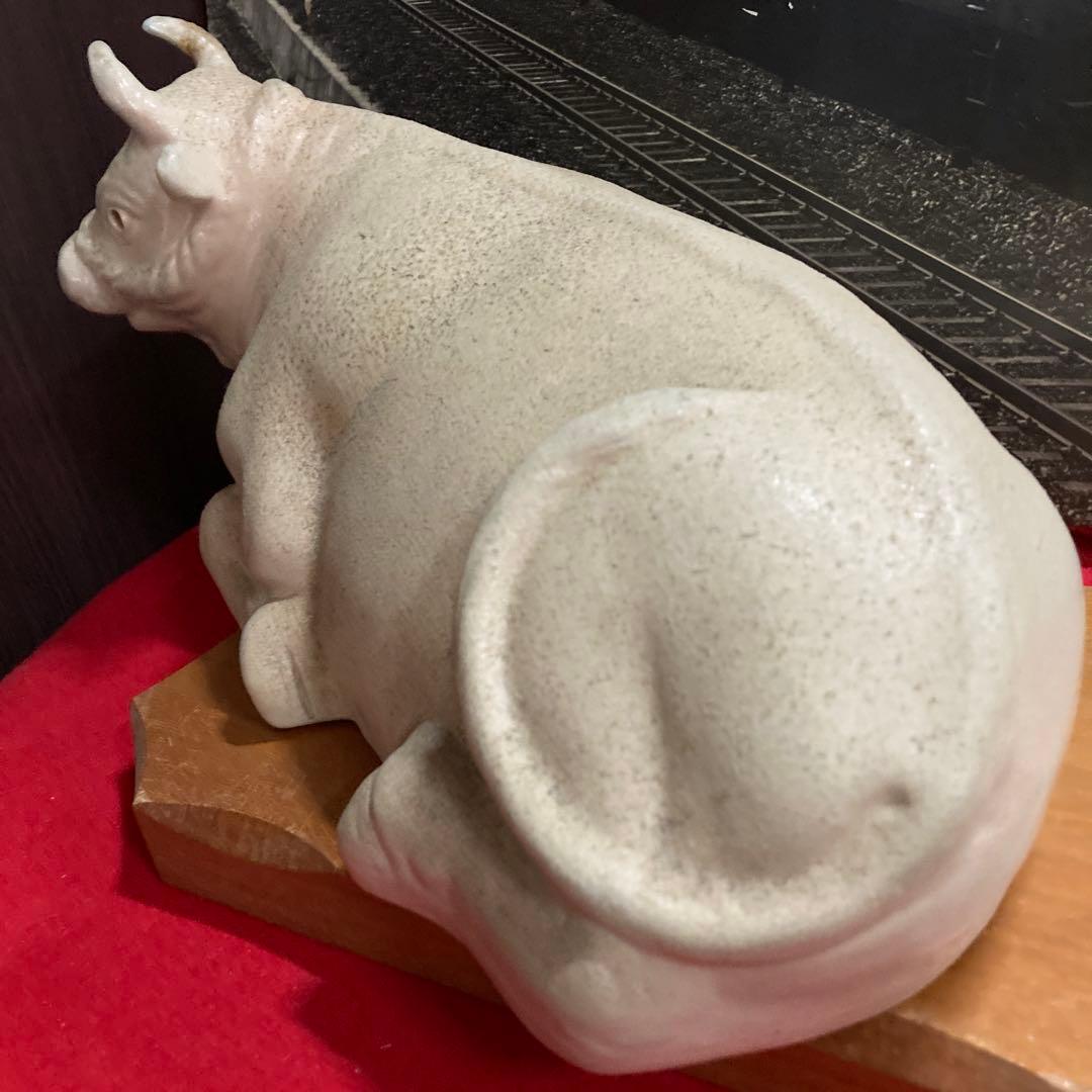 白備前超貴重丑置物年末年始大売り出しです❣️石井不老作細工銘作品美品‼️