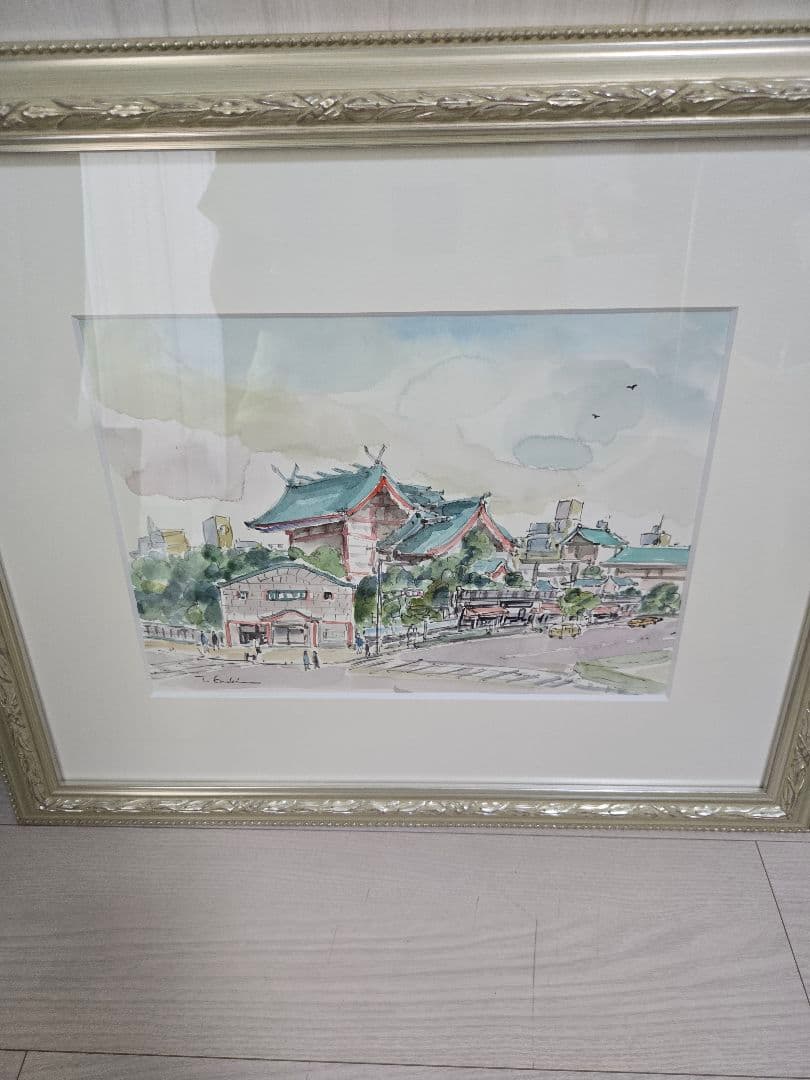 榎木孝明さん 水彩画(原画) 水天宮 装飾フレーム付き