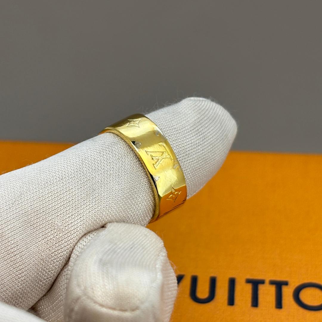 美品 ルイヴィトン ナノグラムバーグ リング ゴールド Sサイズ ロゴ