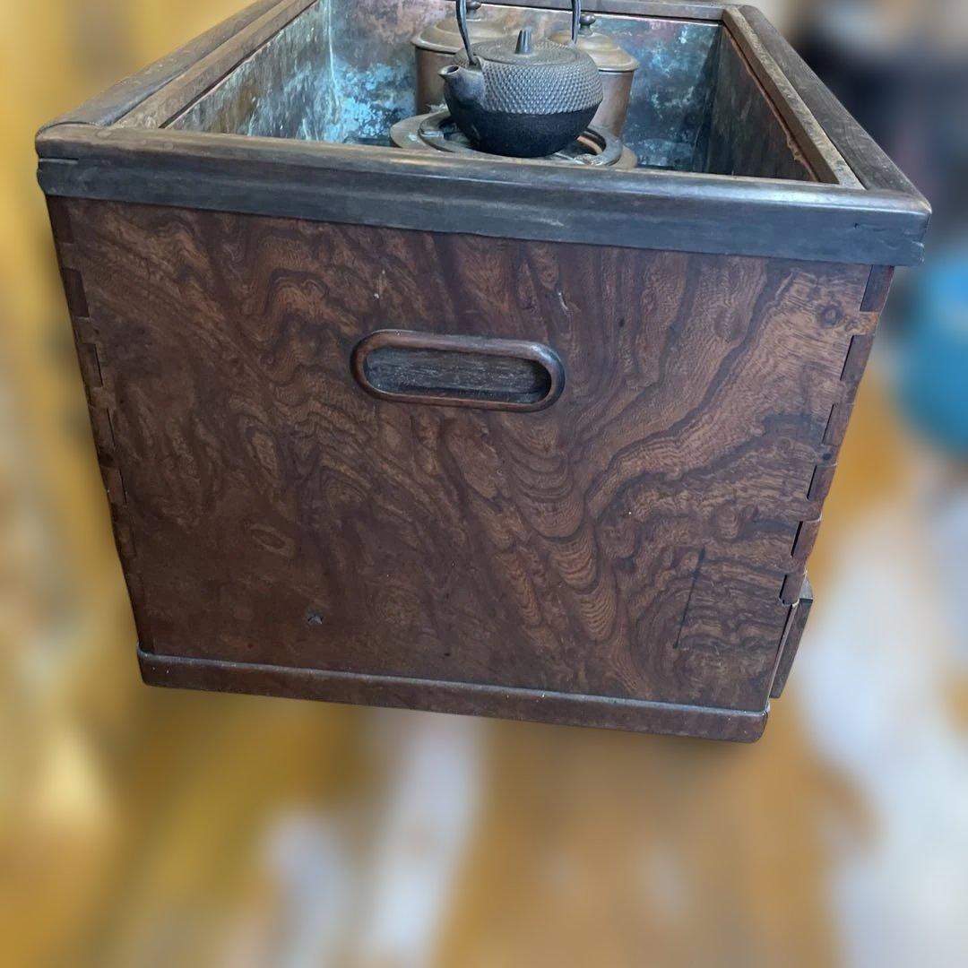【骨董】関東火鉢　長火鉢　木製　明治・大正時代作　レトロ　道具