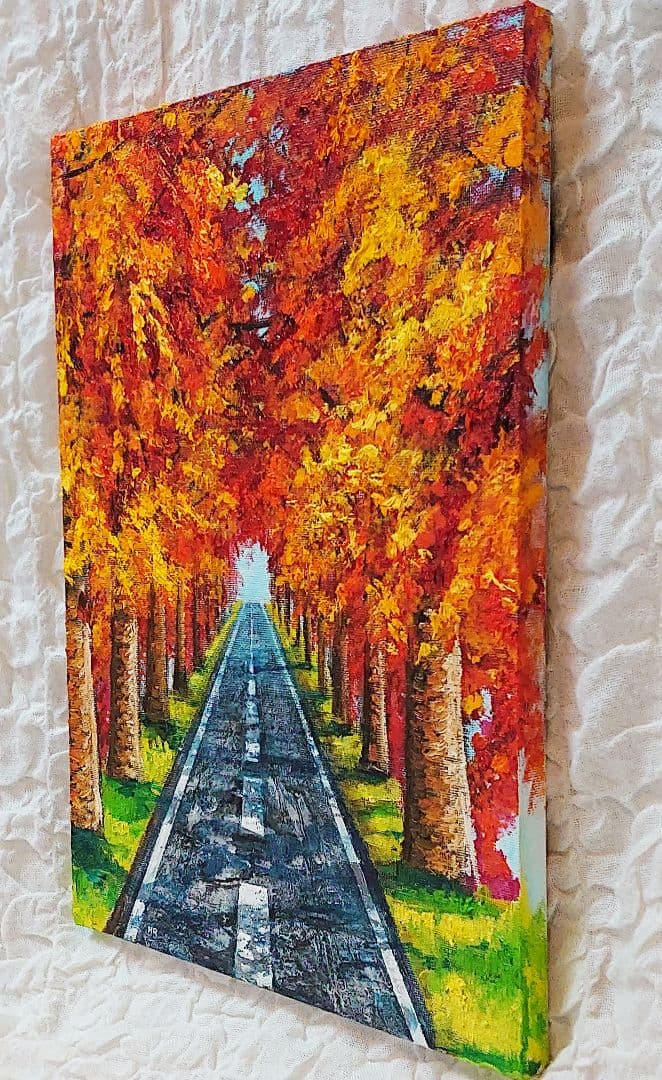 油絵 絵画 【秋の道】