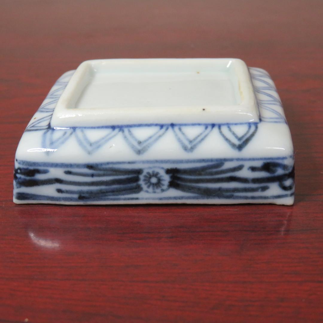 小皿 5枚 角皿 醤油皿 人物 染付