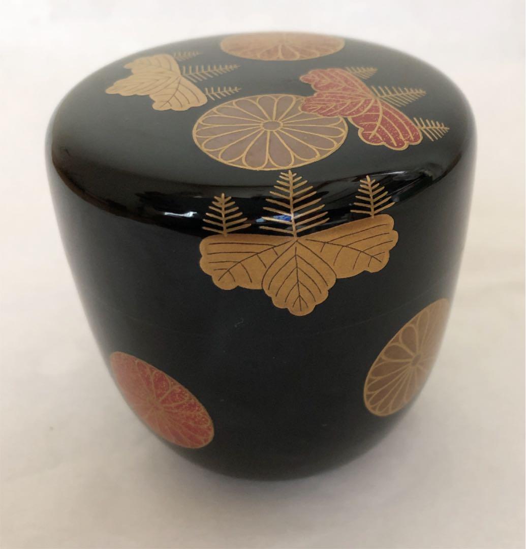 高台寺蒔絵　大棗　裏千家15代鵬雲斎花押あり　在銘　秀斎造　茶道具