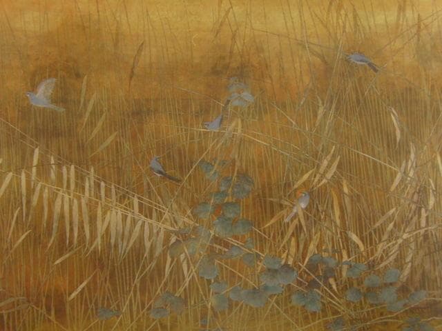 梅津道雄、【枯れ葦】、希少な額装用画集より、新品額装付、状態良好