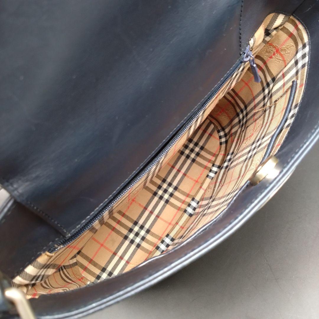 Burberrys ホースロゴ バケツ型 レザー ショルダーバッグ ノバチェック