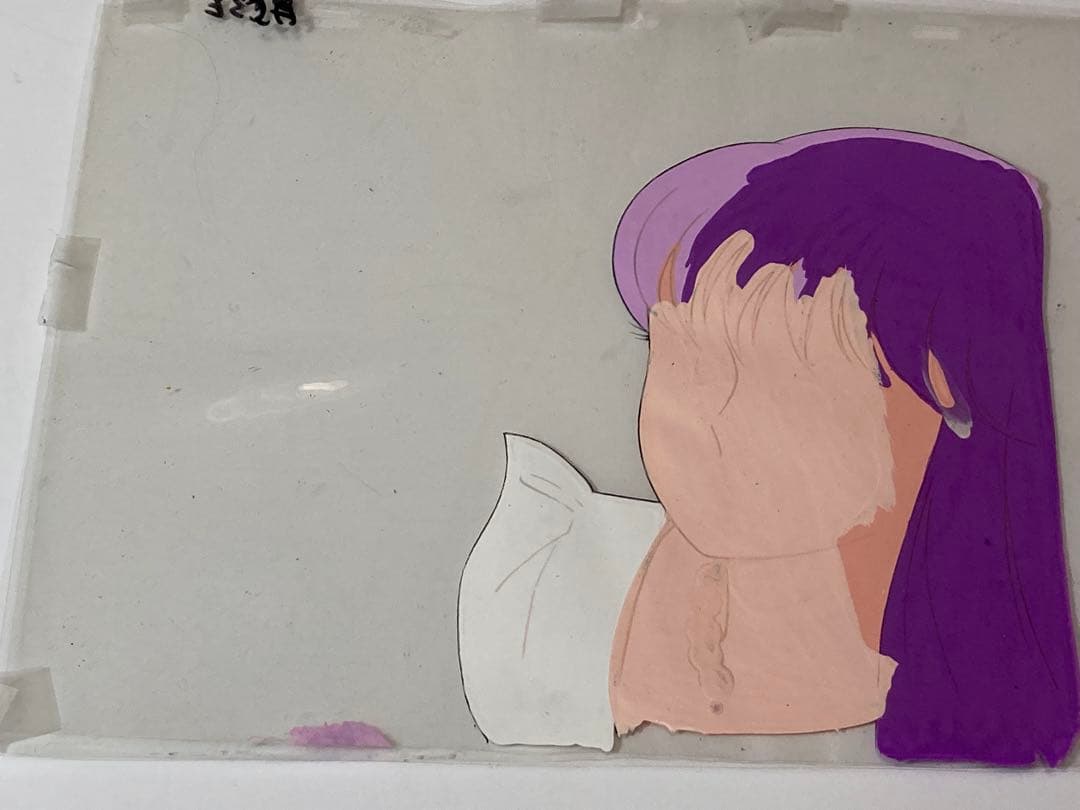 t２５　レア　大判聖闘士星矢セル画【城戸沙織】背景画・額縁付き