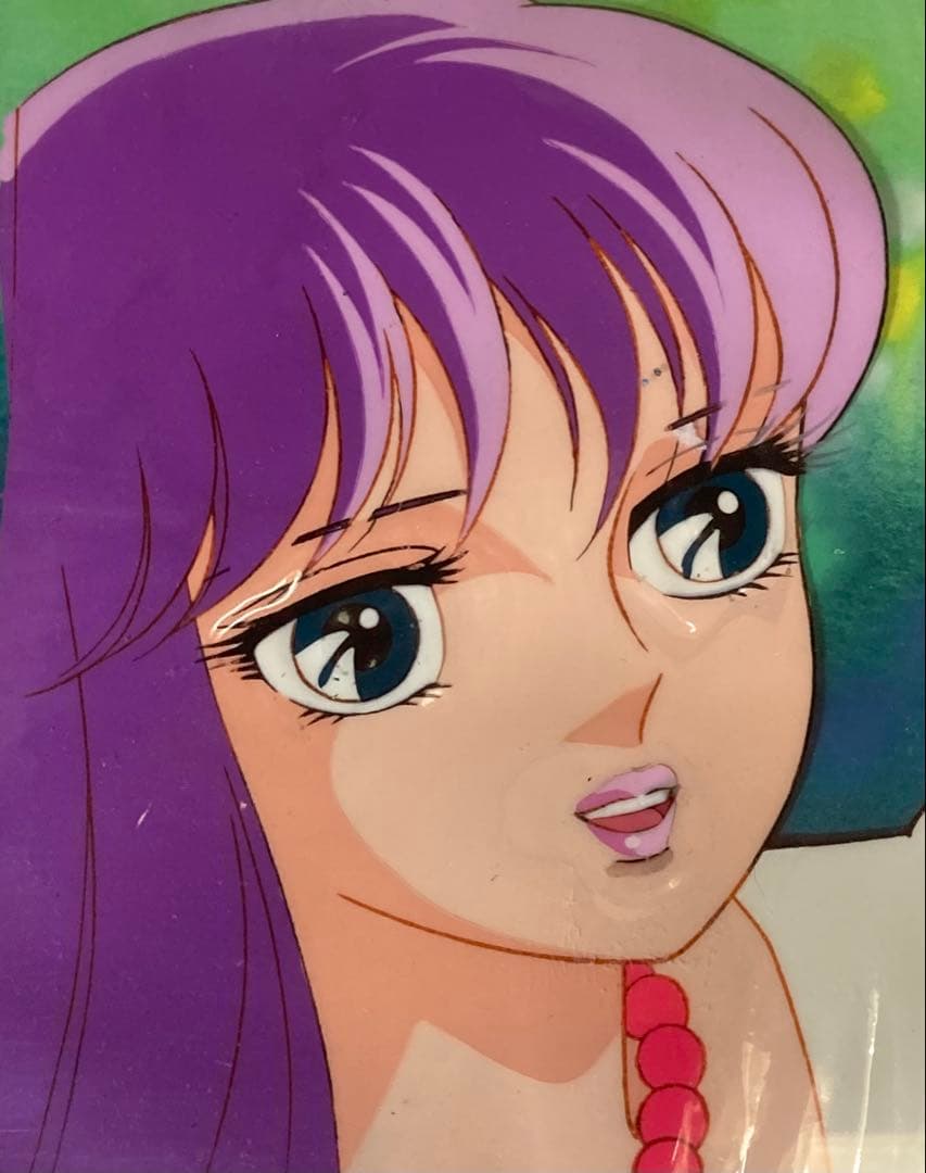 t２５　レア　大判聖闘士星矢セル画【城戸沙織】背景画・額縁付き