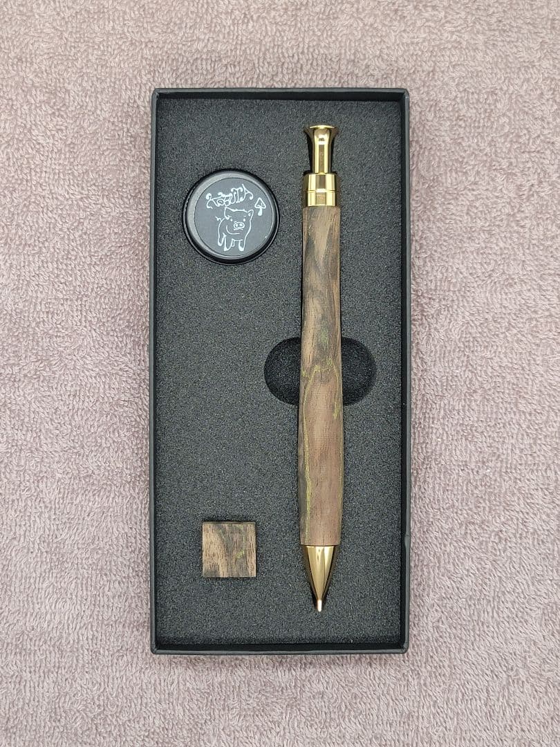 新品　こぶた工房　黒柿孔雀杢　極上　シャープペンシル0.5ミリ