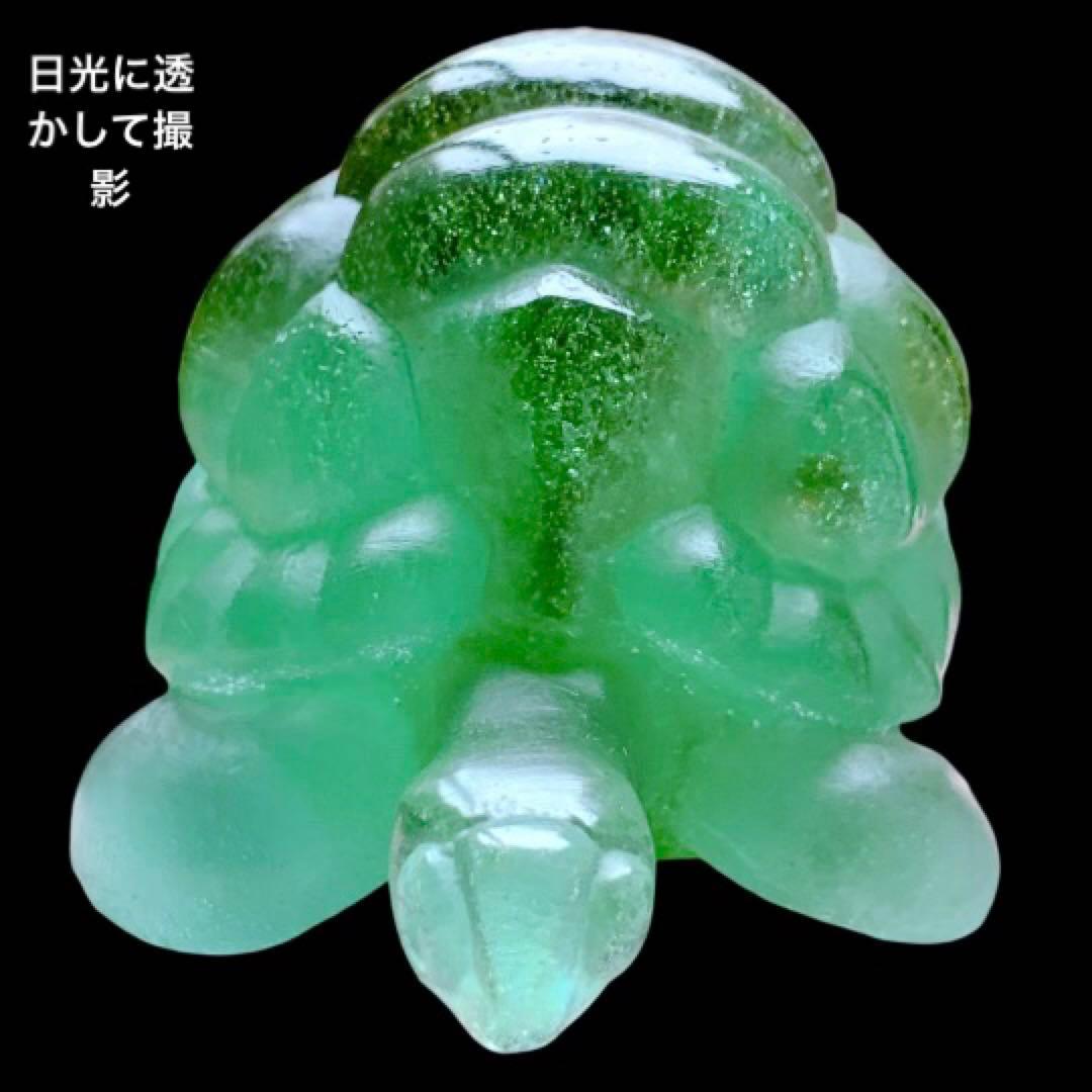 ドームフランス　置物　緑　亀　カメ　　クリスタル　水晶　ナンシー　daum