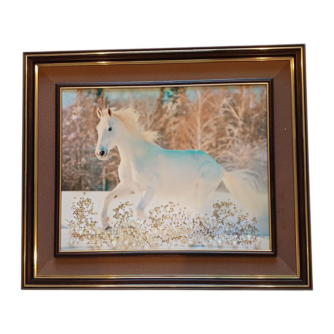 【白馬】ビジュ キラキラ 絵 アート 馬