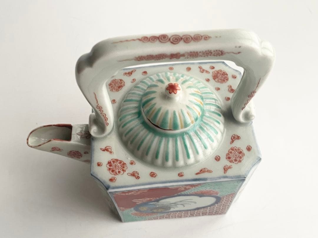 骨董　アンティーク　古伊万里　色絵　窓絵花散らし文様　汁次　すまし注　水注　銚子