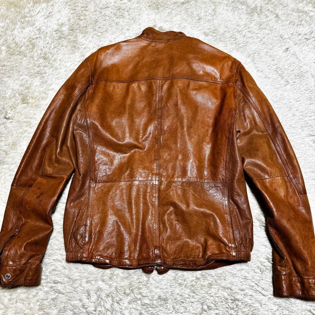 セオリー　レザージャケット　シングルライダース　パンチング　ダブルジップ　M相当