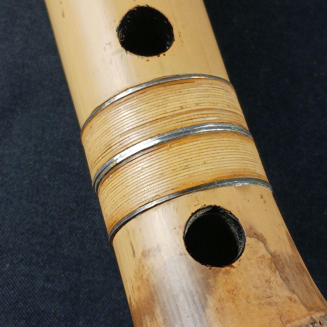 Y3110-8 琴古流 尺八 月童 銀三線 全長42.3㎝ 竹製