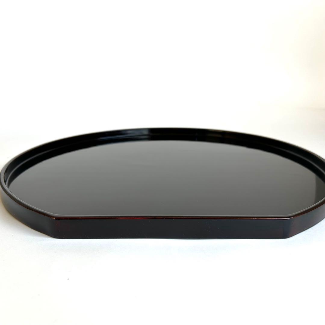 【未使用】天然木 木製 漆塗り 溜め ランチョンマット お膳 膳 お盆 半月盆①