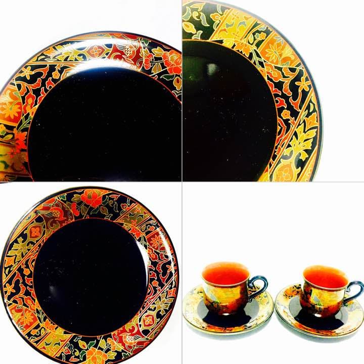 未使用！有田焼金襴手青藍窯カップ＆ソーサー2客セット