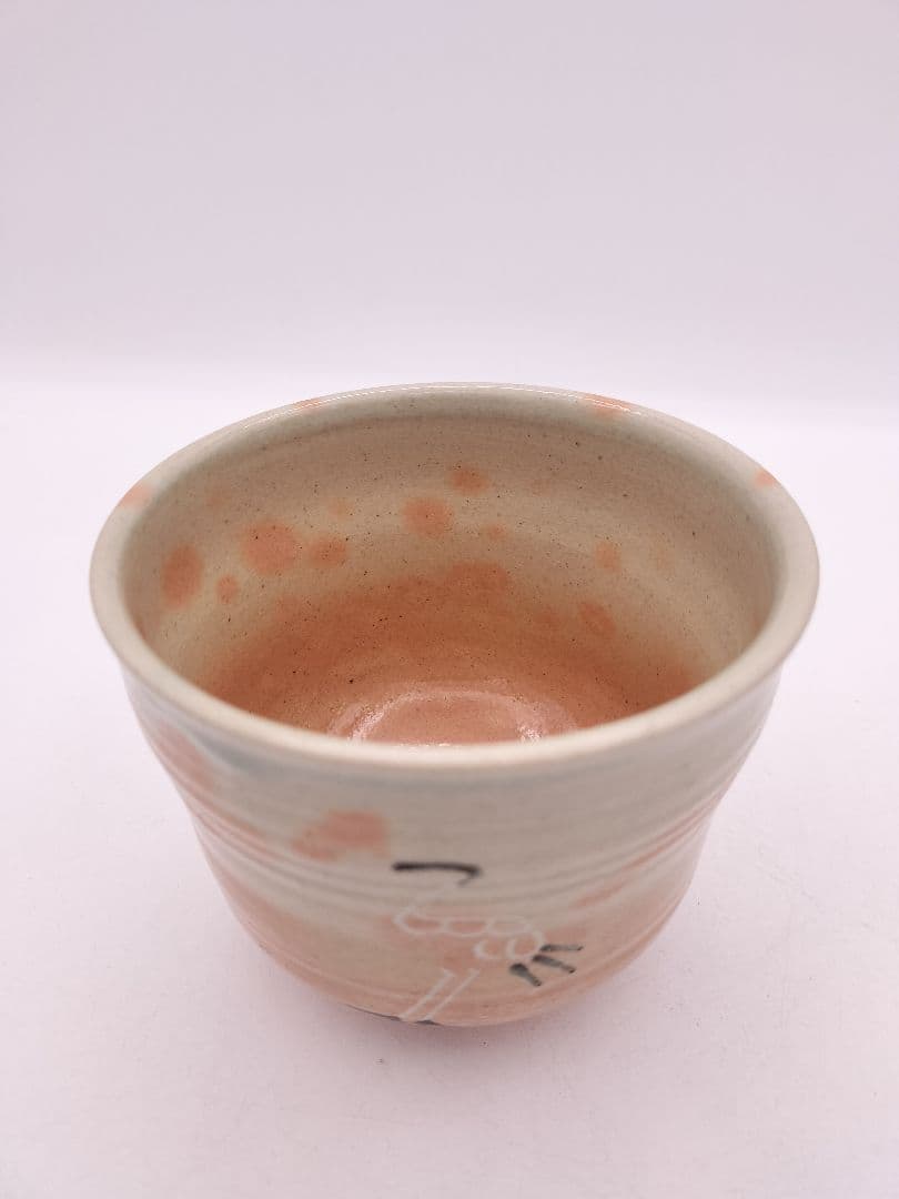 c586 筒茶碗 御本立鶴 福森比路志 木箱 茶道具 古物