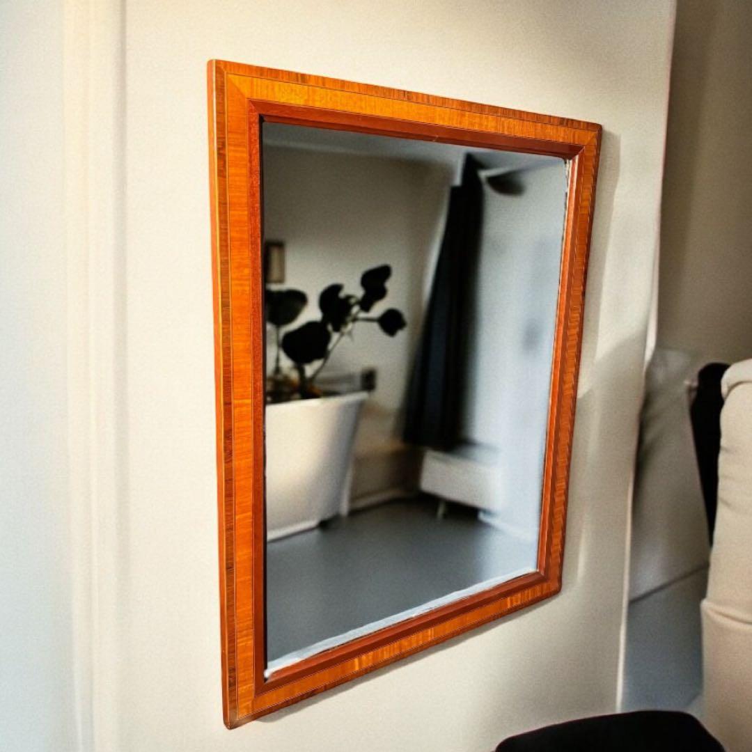 HR583 【希少アンティーク】マホガニー　ウッドウォールミラー