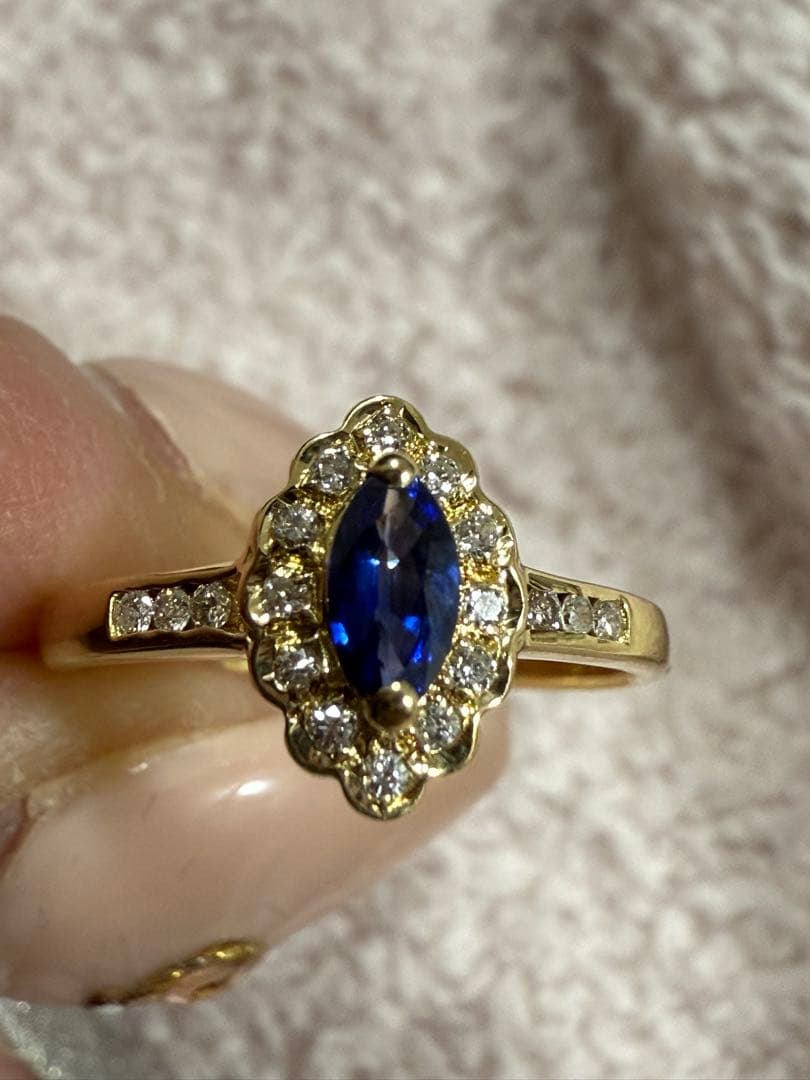 k18 天然サファイア リング