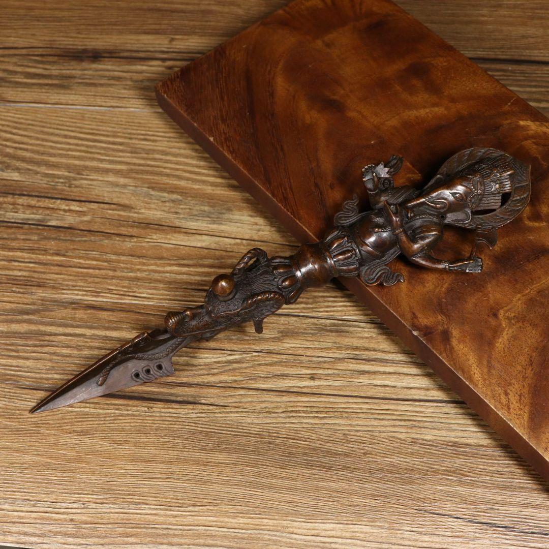 銅製 法器 象鼻金剛降魔杵 招財 辟邪 開運 装飾品 工芸品 置物