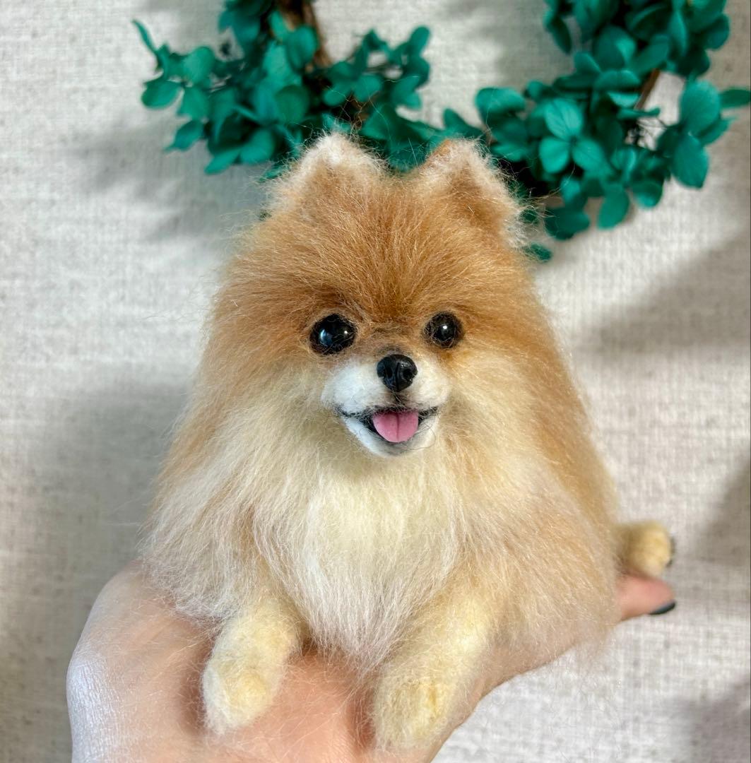 羊毛フェルト　にこにこポメラニアン　オレンジ　11