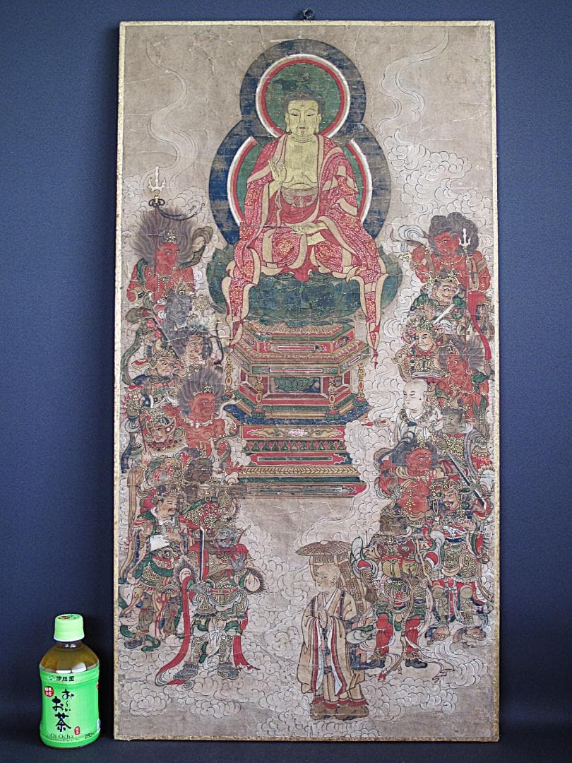 古仏画!! 江戸期『釈迦十六善神図』紙本肉筆 細密画!!