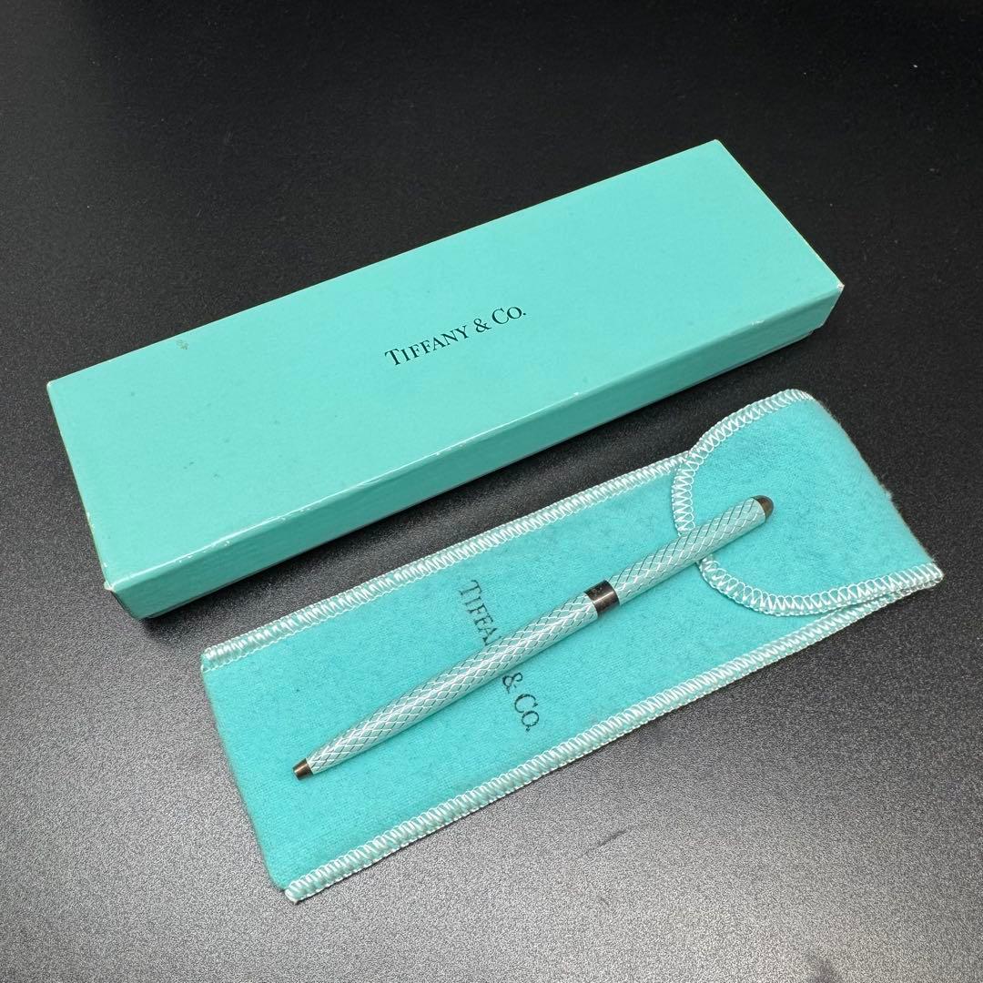 ティファニー ボールペン シルバー925 ライトブルー ヘビ柄 筆記用具