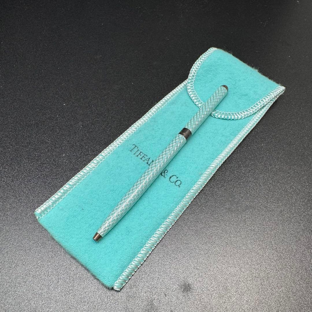 ティファニー ボールペン シルバー925 ライトブルー ヘビ柄 筆記用具