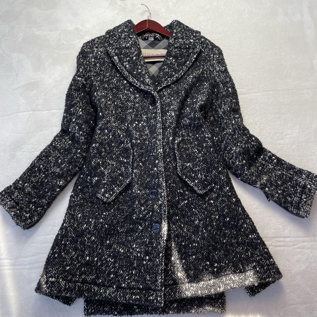 美品　バーバリーブリット　ロングコート　ウール　レザー　ノバチェック