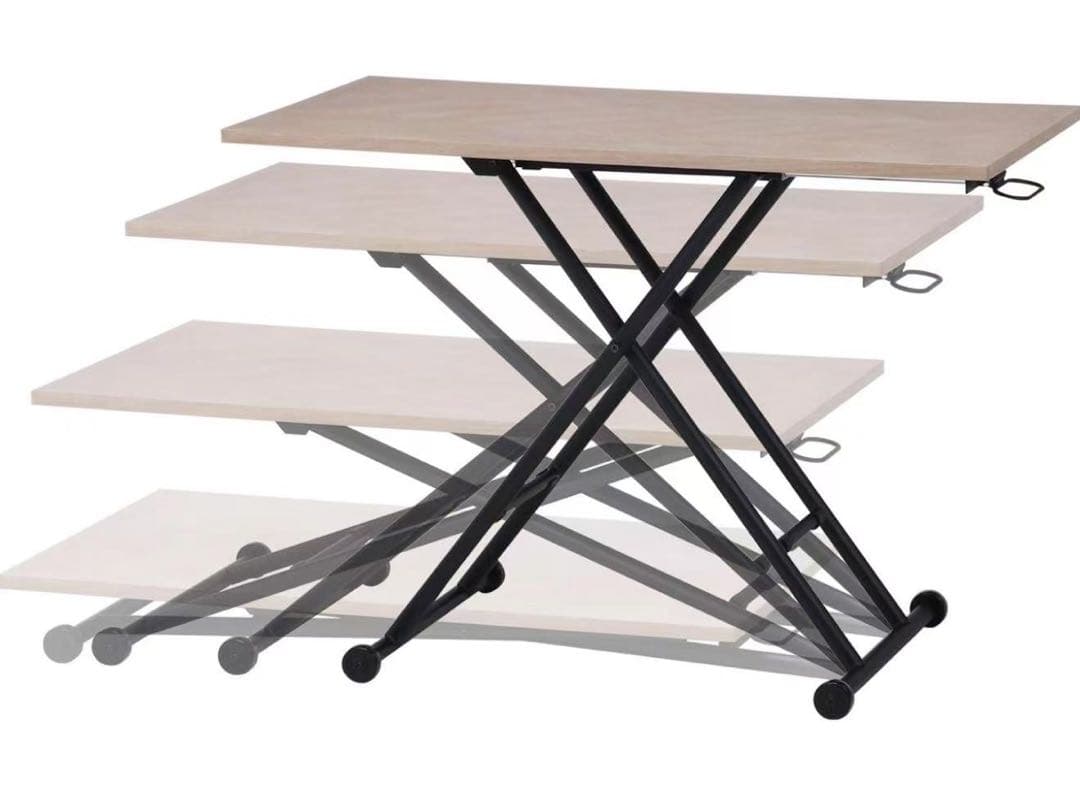 昇降式シンプルテーブル(ホワイト)