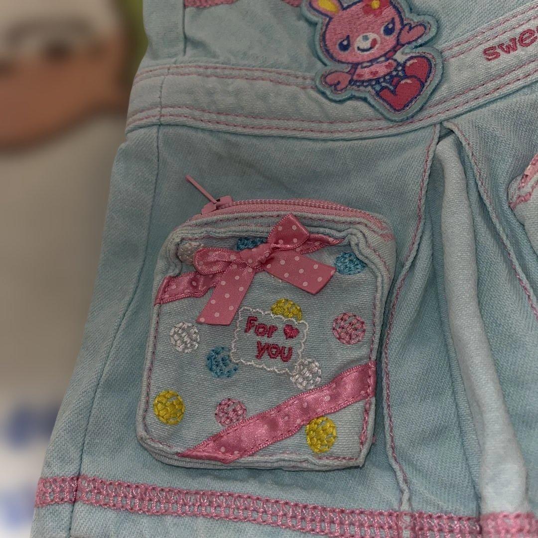 残念シミがある。昔のメゾピアノ 水色刺繍スカート