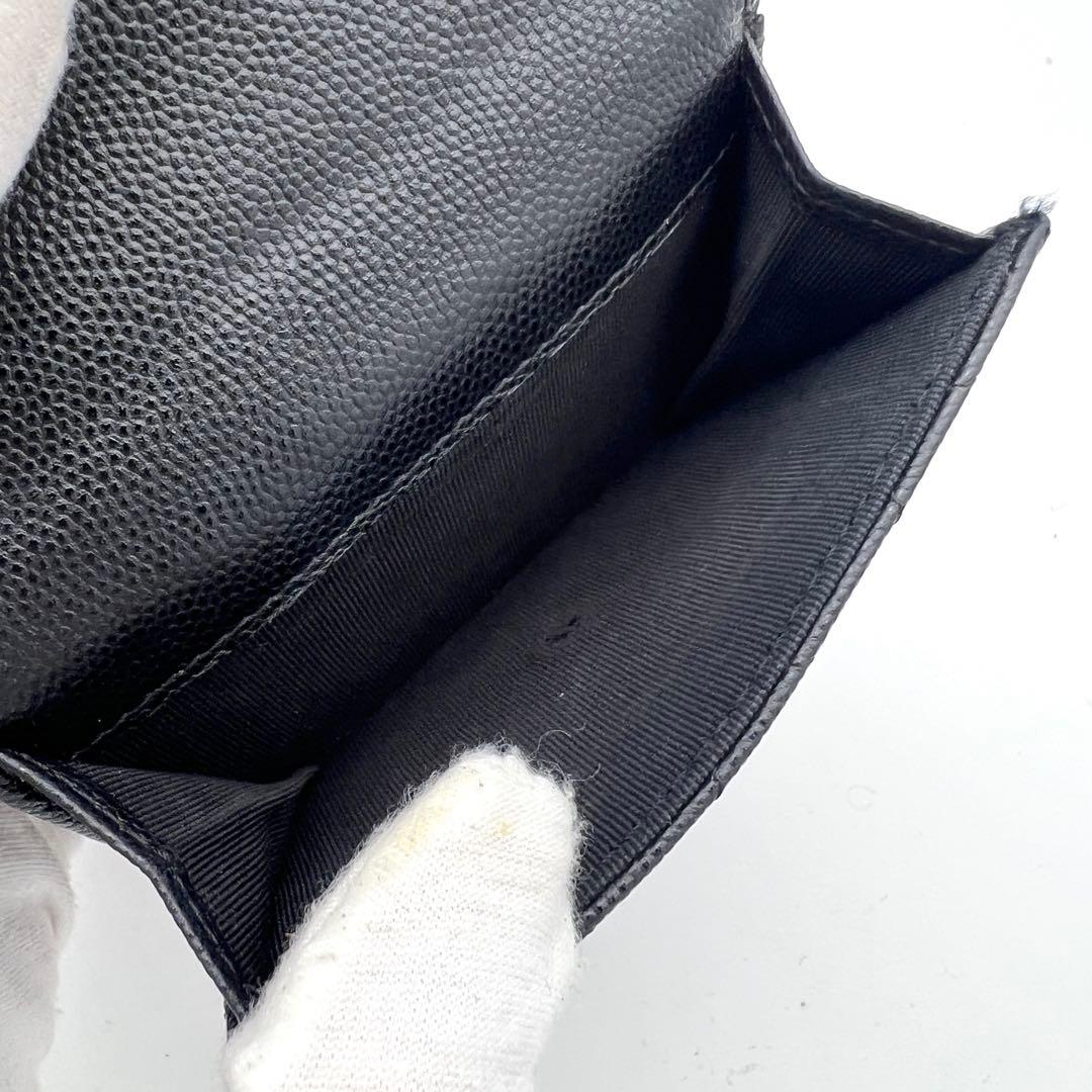 【極美品】シャネル マトラッセ キャビアスキン 三つ折り財布 ブラック 黒