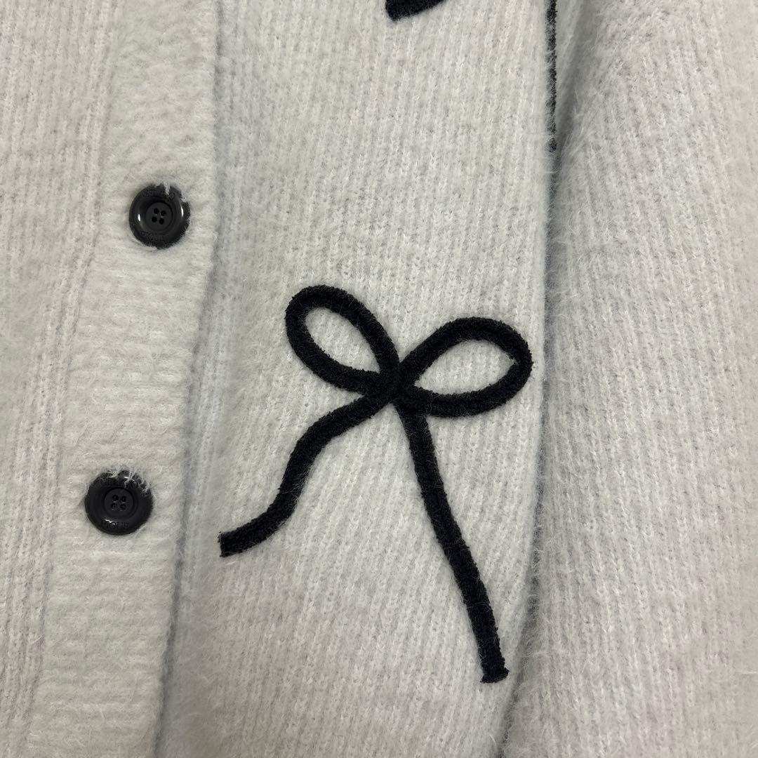 ジェラートピケ　gelatopique リボンフェザーカーディガン グレー